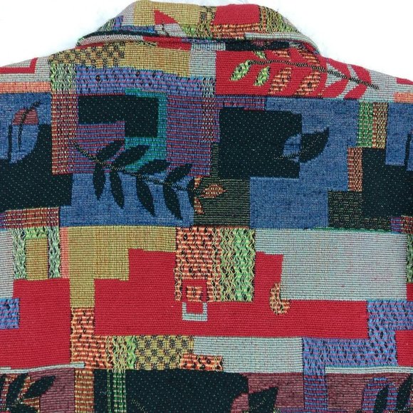 Jane Ashley Womens Jacket Blazer Woven Multicolor Fall Leaves Button Down 2X - Picture 10 of 12